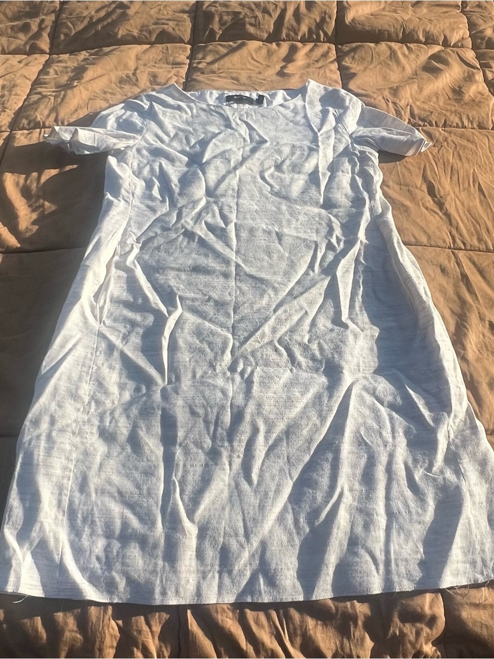 Theory Structured Linen Blend Twill Shift Dress w/Pockets Oatmeal Color Size SP